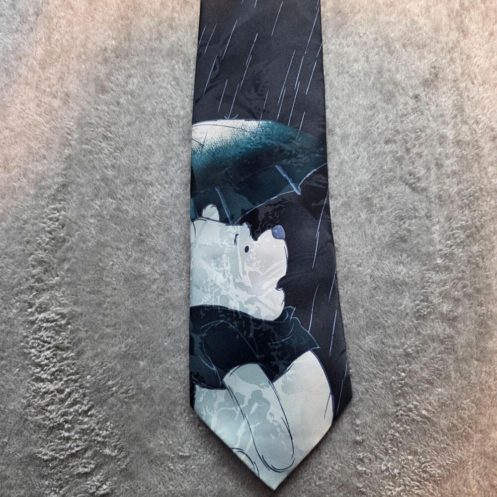 Pooh Tie Mens One Size Multicolor Umbrella Rain Winnie The Pooh Necktie Rain